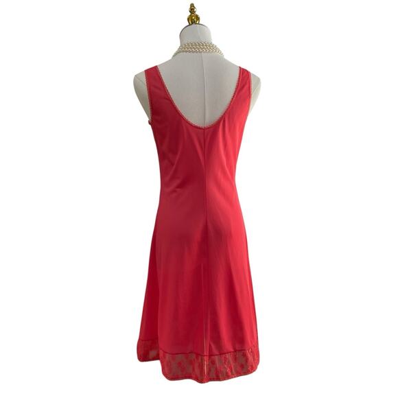 Vintage 60s Germany Triumph Int. Coral Nylon & Lace Mini Slip Dress Women Size S - Picture 8 of 11